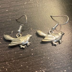 Silver Bird Drop and Dangle Earrings
